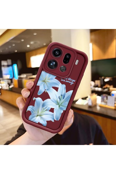Hontinga Oppo Find X9 Pro 5g Compatible Case Camera Protector Burgundy Silico...