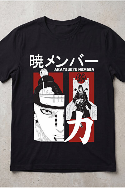 Silkensoul Naruto Akatsuki Anime Printed Standard Cut Unisex Tshirt