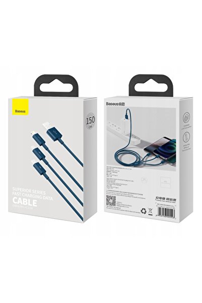 Baseus Cablu USB - Micro USB/USB Tip-C/Lightning Seria Superior 3 în 1 1.5 m