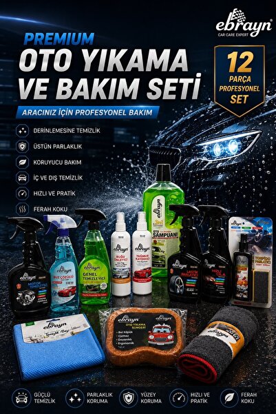 Ebrayn 12 Parça Profesyonel Oto Bakım Seti – Araç Yıkama, Temizlik ve Koruma ...