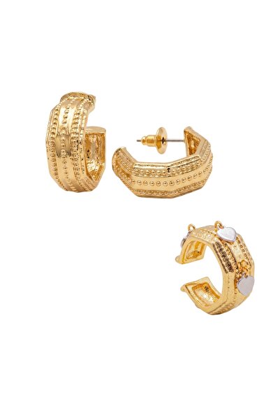 lissstudio 2’li Avantaj Paketi: Gold Dokulu Köşeli Küpe (Kalın) ve Earcuff Seti