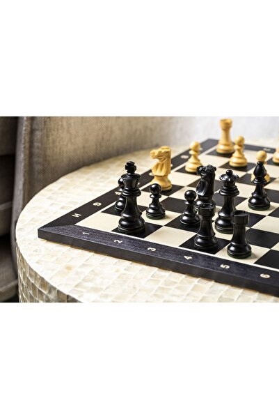 Sunrise Chess & Games 3.5" ebonized French Staunton chess pieces.