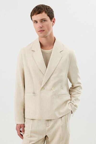Antioch Natur Linen Blended Double Breasted Relax Fit Jacket