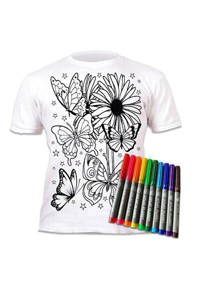 OEM Splat Planet Πλενόμενο T-Shirt Ζωγραφικής "Butterflies" με Μαρκαδόρους (5...