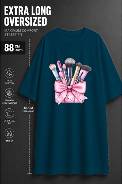 classy moda Women's Extra Long Oversized Makeup Printed Tunic T-Shirt