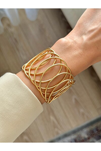 YOUES JEWELRY سوار نسائي من الفولاذ 316L بتصميم قيد سميك قابل للتعديل