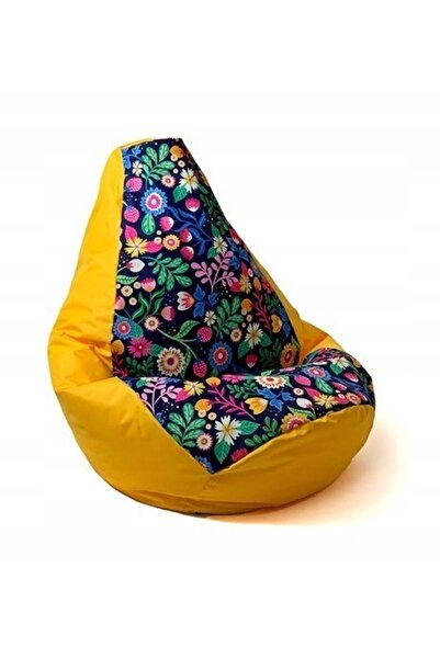 NO BRAND Pufa worek GO GIFT Grusza Druk Kwiat Galben L 105 x 80 cm