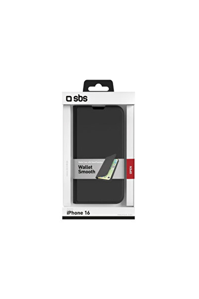 SBS Husă tip portofel netedă pentru Apple iPhone 16 Negru