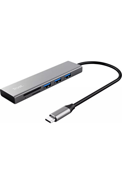 Trust Hub Halyx Cardreader, 3 porturi USB 3.2, gri