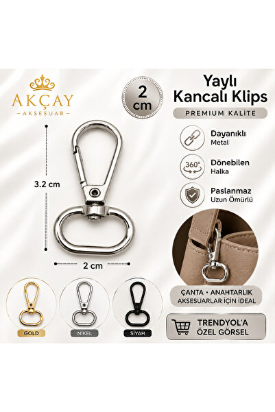 Akçay Aksesuar 2 Cm Oval Yay Kanca Çanta Aparatı 1 Adet