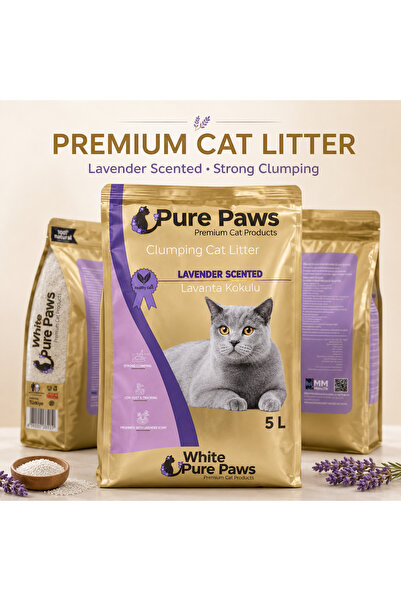 Bleco Premium White Pure Paws Lavender Scented Bentonite Cat Litter, Fast Str...