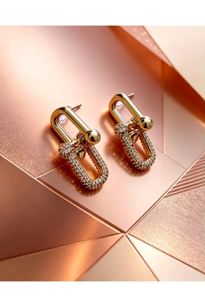 ayoljewelry Gold Jewelled Steel Earrings