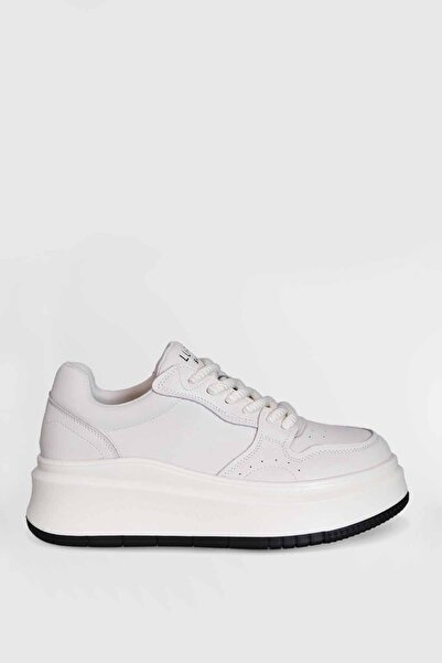 Lufian Kadın Beyaz-Siyah Kalın Taban Sneaker Günlük Spor Ayakkabı Rahat Yürüyüş Ayakkabısı Casual Platform Sneaker LF-301