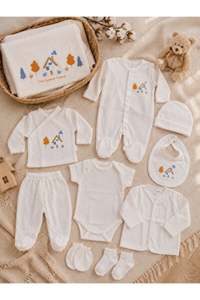 Pure Boutique Set nou-nascut 10 piese Sweet Home, 100% bumbac, hainute bebe p...