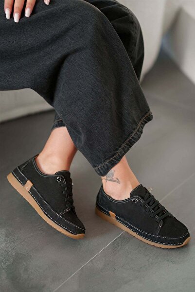 Parponi Jasmin Women's Genuine Leather Daily Use Shoes Black