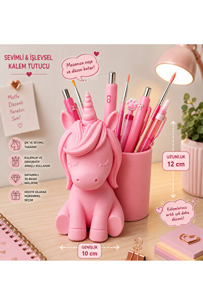 Formera Sevimli Unicorn Kalemlik | Masaüstü Kalem Organizeri | Dekoratif Kale...