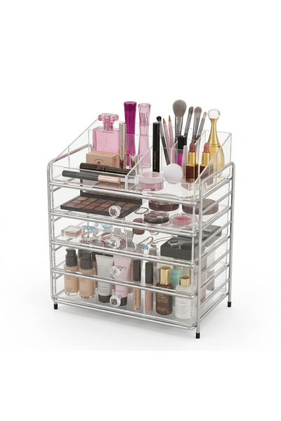 Binshihon Home Luxury Clear Acrylic Makeup Organizer 4 Drawers Large Size Cos...