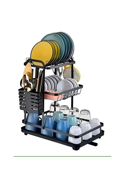 Generic ZAMZIN 3-Tier Rustproof Dish Drying Rack with Utensil Holder & Water ...