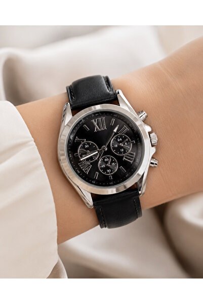 Weluxa Women's Wristwatch with Black Leather Strap, Casual and Stylish Combin...