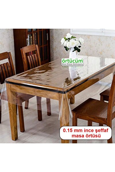 Empressco Şeffaf Naylon Masa Örtüsü, Silinebilir, Sıvı Geçirmez, 0.15 mm Kalı...