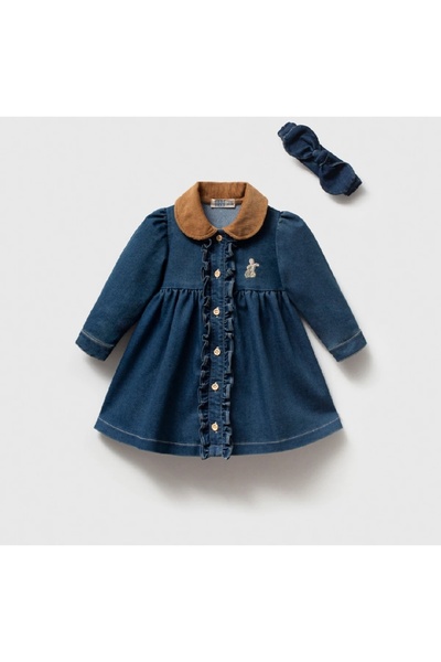 NoyNoy Baby Baby Girl 9-24 Months Buttoned Bandana Denim Dress