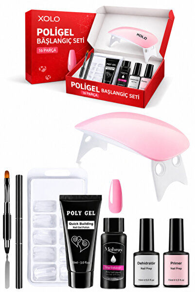 xolo 16 Parça Polijel Oje Yapma Seti Pembe Evde Poligel Nail Art Seti