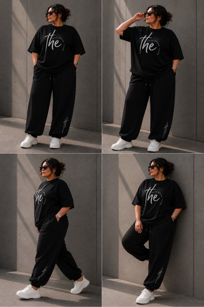 Rubonia Unisex Large Size Oversize Printed 2-Piece Tracksuit Set Comfortable Fit Casual Loose Set Xl-2Xl-3Xl-4Xl-5Xl-6Xl-7Xl-8Xl-9Xl