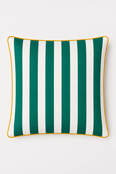 dekomall home & living Mustard Green Striped Throw Pillow Cover