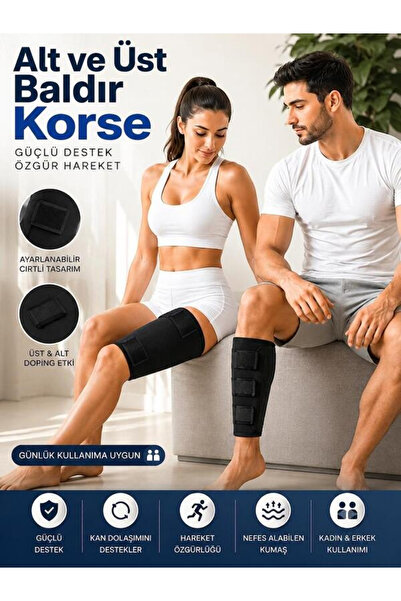 Ankaflex 2'li Paket ALT ve Üst Baldır Korse Ayarlanabilir Bacak Neopren Kompresyon Baldır Korse ve Sargısı Kadın ve Erkekler için