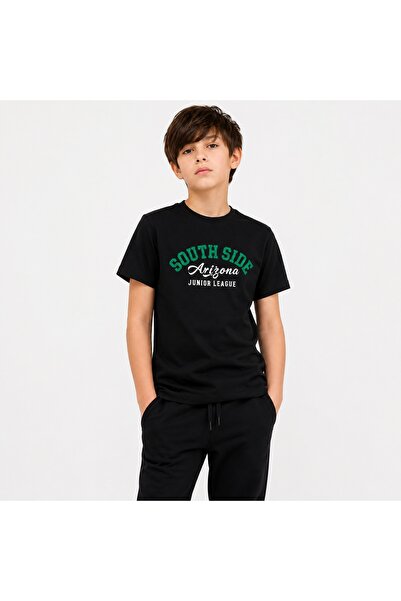 PALM PEANUTS Boys Black Graphic Print Cotton Half Sleeve T-Shirt – South Side...