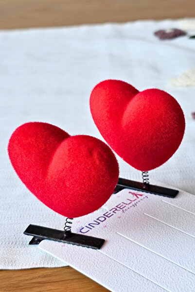 Cinderella Set of 2 3D Dimensional Red Heart Swinging Barrettes 5.5cm - Birth...