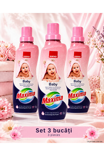 Sano Set 3 buc x Maxima Baby Balsam pentru rufe pentru piele sensibila, 1 L f...