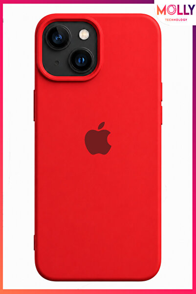 Molly iPhone 15 İçin Kırmızı Lansman İçi Kadife Mat Silikon Kılıf