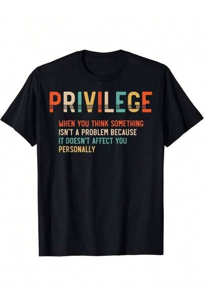 Astogria13 Men'S "Privilege" Graphic T-Shirt - 100% Cotton, Stretch Fabric, W...