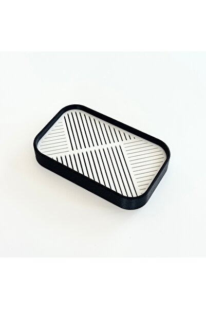 vixus Săpunieră pentru baie și bucătărie, design cu dungi, alb și negru