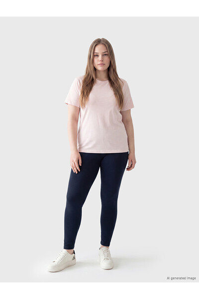 LC Waikiki Ozmarka New Season Navy Blue Large Size Women's Leggings with Elas...