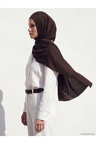 LC Waikiki Lcw Modest Brown Voile Plain Women's Shawl with Nevavm Difference