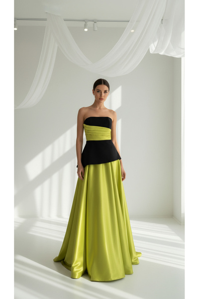 holie dress STRAPLEZ PEPLUM DETAYLI ABİYE ELBİSE UZUN MEZUNİYET DAVET NİŞAN E...