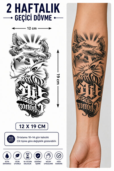 medink tattoo Gerçekçi Memonto Mori ve Kuşlar Model Geçici Kol Bacak Geçici S...