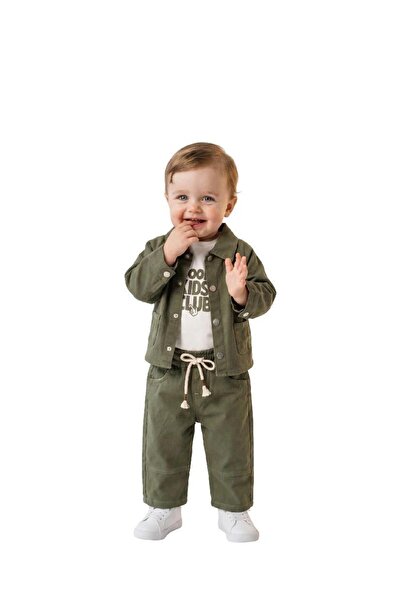 Efemkids 3-Piece Linen Sulfur Baby Set, 6/24 Month Size, Newborn Baby Set