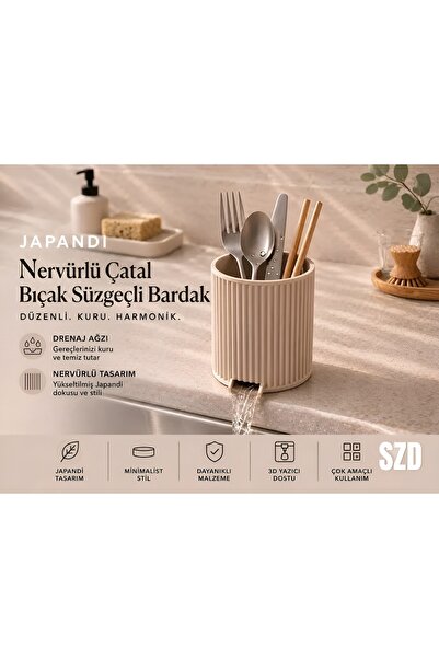 SZD Design Minimalist Kanallı Tezgah Üstü Kaşıklık Bulaşık Kurutucu