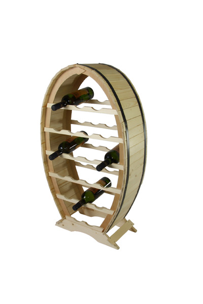 LimArt Suport Vin din Lemn Culoare Natur „Baril Grandios”, Capacitate 20 Stic...