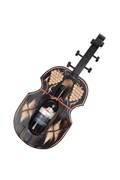 LimArt Suport de vin format mare tip vioara din lemn sculptat cu motive vitic...