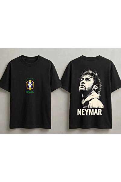 SVART WEAR Tricou unisex Neymar Jr Brasil, supradimensionat, 100% bumbac