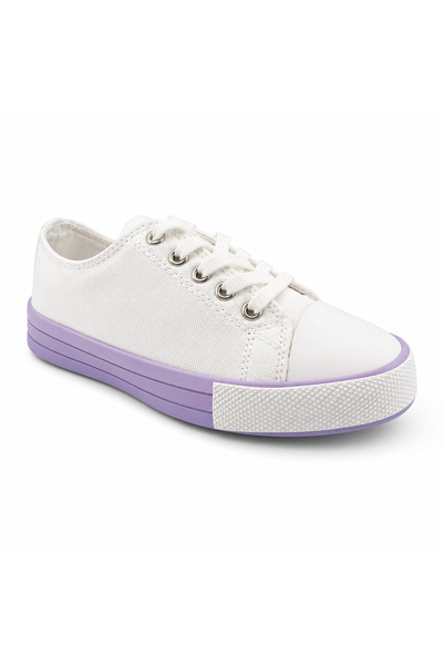 Rexba Unisex White Lilac Sole Sneaker Sports Shoes Daily Lace-Up Canvas Shoes...