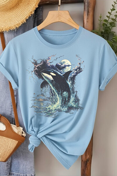 l'eivor Orka & Full Moon Printed Women's Cotton T-Shirt