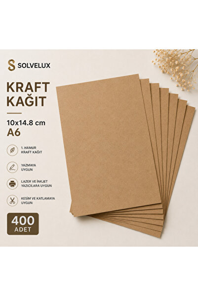SOLVELUX A6 Kraft Kağıt Yazıcı Uyumlu Davetiye Hobi ve El İşi Kartonu 300 Gr ...