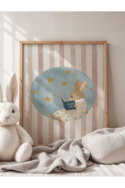 Creatick Design Sulu Boya İllüstrasyonlu İskandinav Bebek Odası Tablosu Ham A...