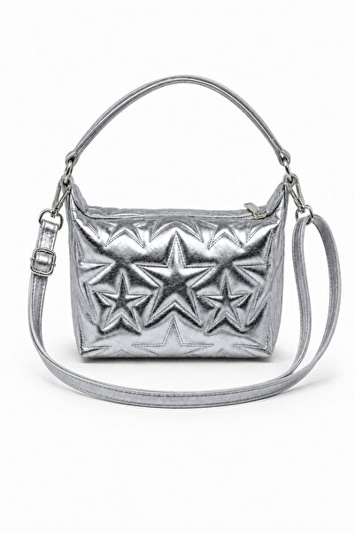 Miesse Silver Star Patterned Women's Hand and Shoulder Bag - Crossbody Strap