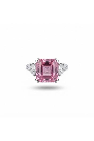 h&b design jewel Çelik Pembe Elmas Kesim Yüzük